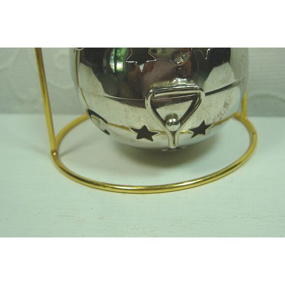 2002 CLAIRE BURKE SILVER TONE POTPOURRI ORNAMENT BALL--OPENS - Picture 3 of 3